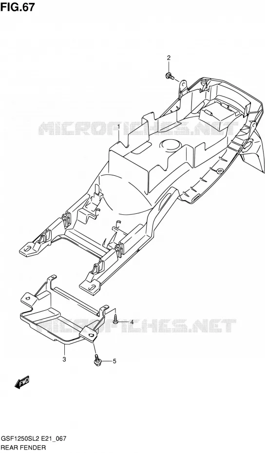 GARDE BOUE ARRIERE (GSF1250SL2 E24) Suzuki MOTO 1250 BANDIT 2012  GSF1250SAL2(E21)