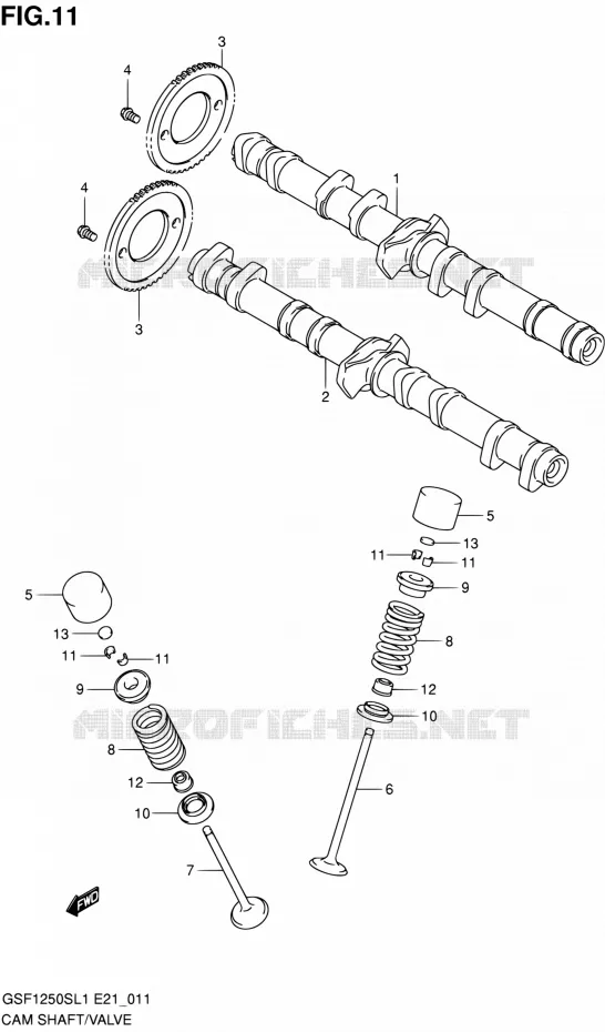 ARBRE A CAMES - VALVE Suzuki MOTO 1250 BANDIT 2011  GSF1250SAL1(E24)