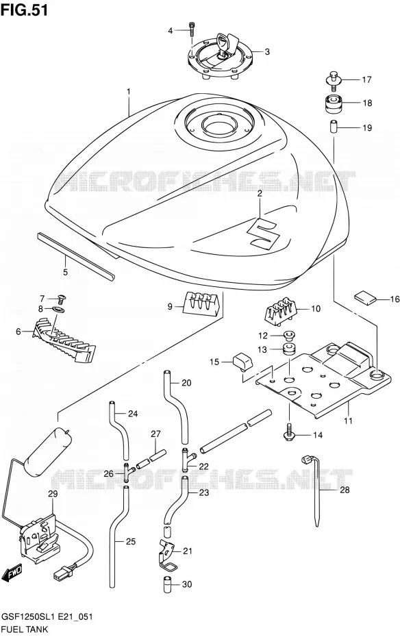 RESERVOIR D'ESSENCE (GSF1250SL1 E21) Suzuki MOTO 1250 BANDIT 2011  GSF1250SAL1(E24)