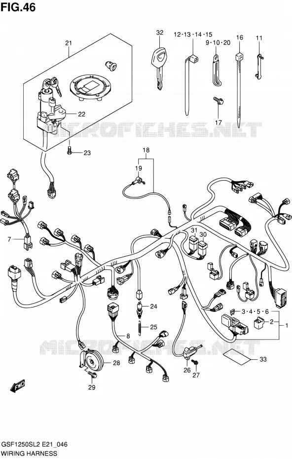 FAISCEAU ELECTRIQUE (GSF1250SAL2 E24) Suzuki MOTO 1250 BANDIT 2012  GSF1250SAL2(E24)