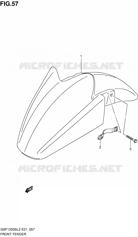 GARDE BOUE AVANT (GSF1250SL2 E21) Suzuki MOTO 1250 BANDIT 2012  GSF1250SAL2(E24)