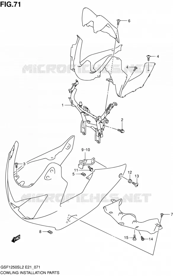 SUPPORTS / FIXATIONS CARENAGES Suzuki MOTO 1250 BANDIT 2012  GSF1250SAL2(E24)