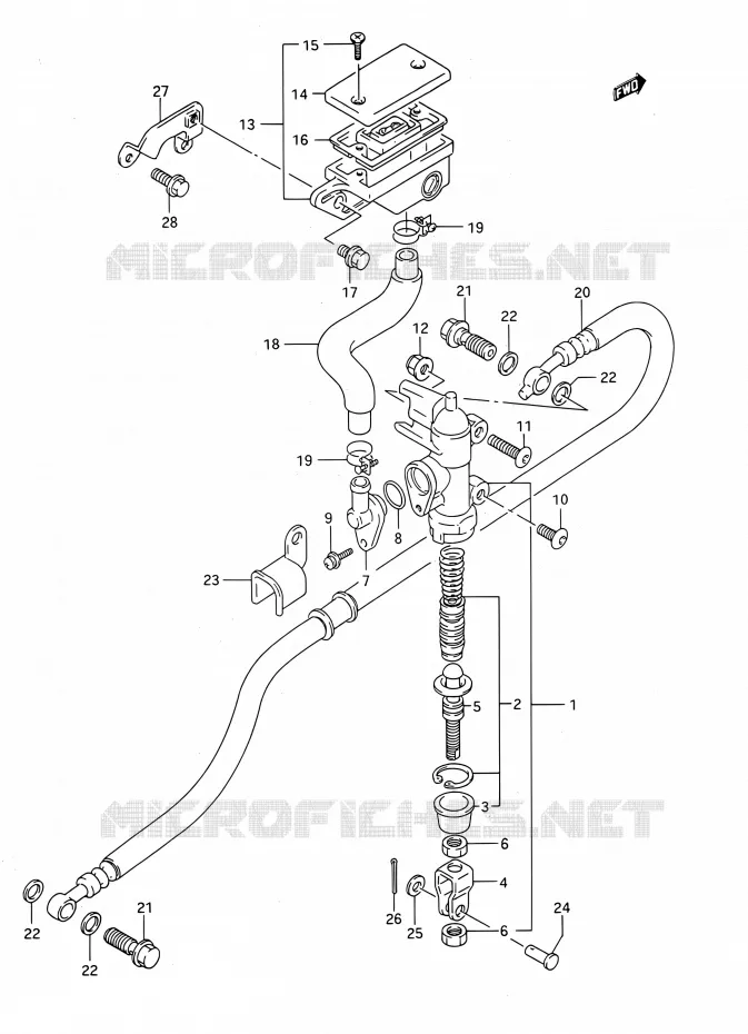 MAITRE CYLINDRE ARRIERE (MODELE M/N) Suzuki MOTO 400 BANDIT 1992  GSF400 N (E03,E28,E33)