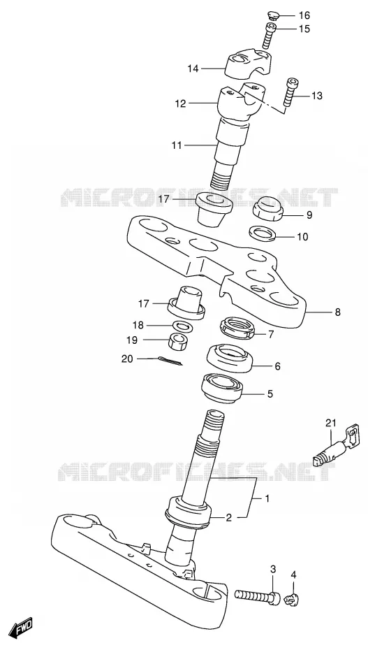 COLONNE DE DIRECTION (MODELE S) Suzuki MOTO 600 INTRUDER 1996  VS600GLUT(E2)