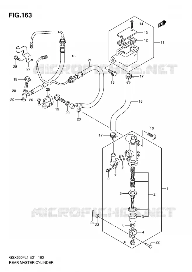 MAITRE CYLINDRE DE FREIN ARRIERE (GSX650FUAL1 E21) Suzuki MOTO 650 GSX-F 2011  GSX650FUAL1(E21)