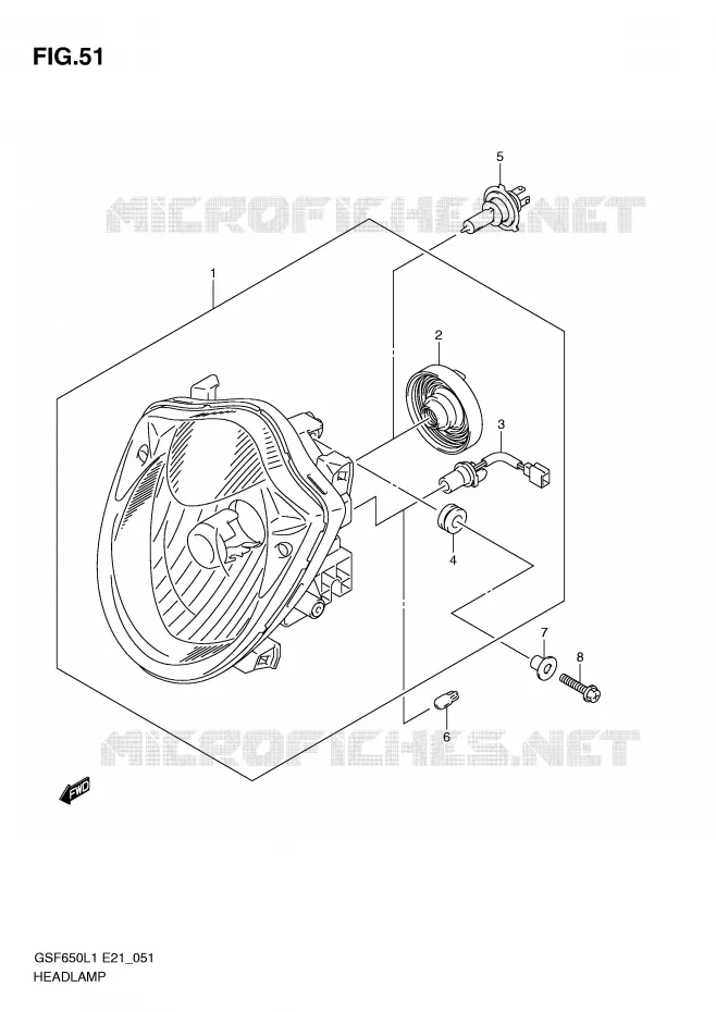 PHARE (GSF650UL1 E21) Suzuki MOTO 650 BANDIT 2011  GSF650L1(E21)