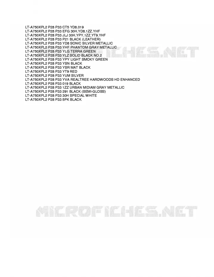 * CHARTE COULEUR * Suzuki QUAD 750 KINGQUAD 2012  LT-A750XPL2(P28)