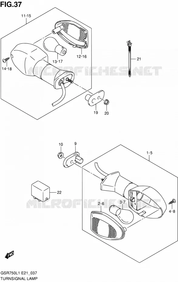 CLIGNOTANTS Suzuki MOTO 750 GSR 2011  GSR750L1(E24)