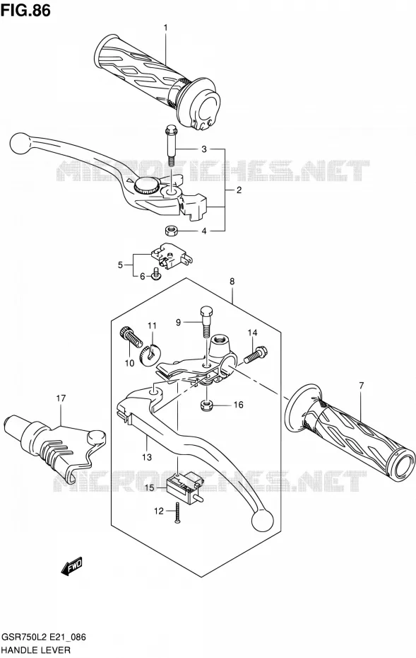 ENSEMBLE LEVIERS - POIGNEES Suzuki MOTO 750 GSR 2012  GSR750L2(E24)