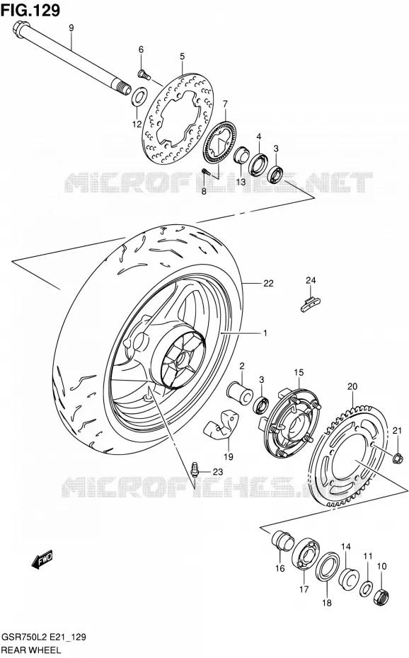ROUE ARRIERE (GSR750AL2 E21) Suzuki MOTO 750 GSR 2012  GSR750L2(E24)