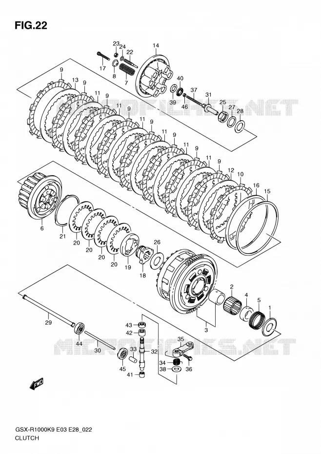 EMBRAYAGE Suzuki MOTO 1000 GSX-R 2009  GSX-R1000 K9 (E03,E28,E33)