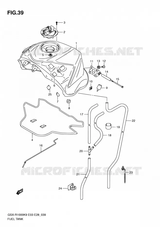 RESERVOIR D'ESSENCE (MODEL K9) Suzuki MOTO 1000 GSX-R 2009  GSX-R1000 K9 (E03,E28,E33)