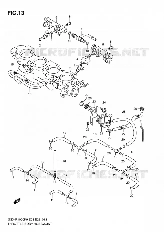SYSTÈME D'INJECTION Suzuki MOTO 1000 GSX-R 2009  GSX-R1000 K9 (E03,E28,E33)