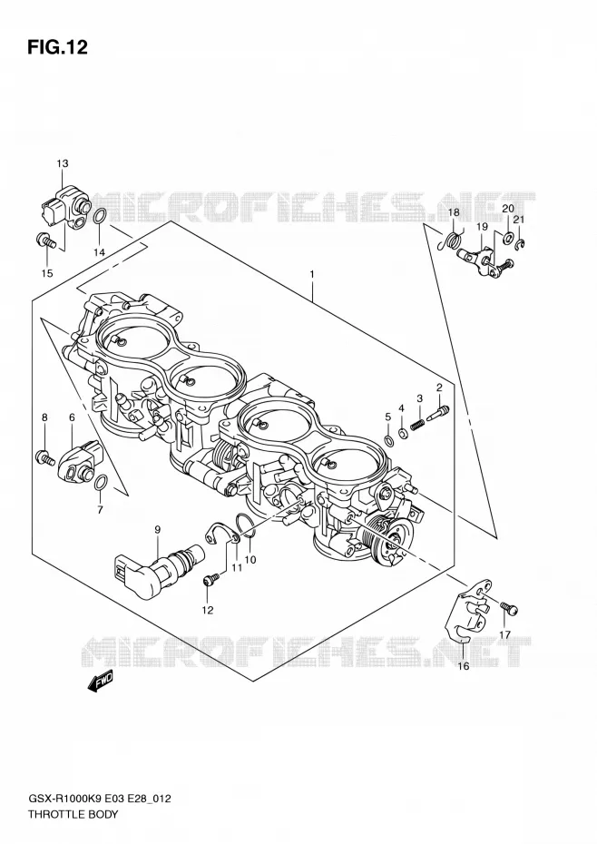 CORPS DE PAPILLON Suzuki MOTO 1000 GSX-R 2010  GSX-R1000 L0/GSX-R1000Z L0 (E03,E28,E33)