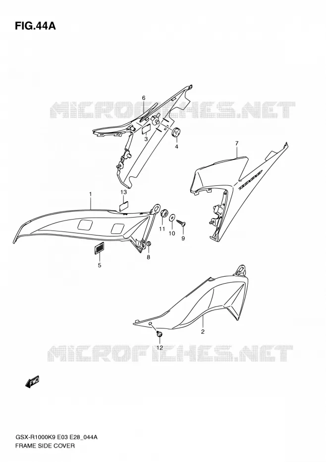 COUVERCLES LATERAUX (MODEL L0) Suzuki MOTO 1000 GSX-R 2010  GSX-R1000 L0/GSX-R1000Z L0 (E03,E28,E33)