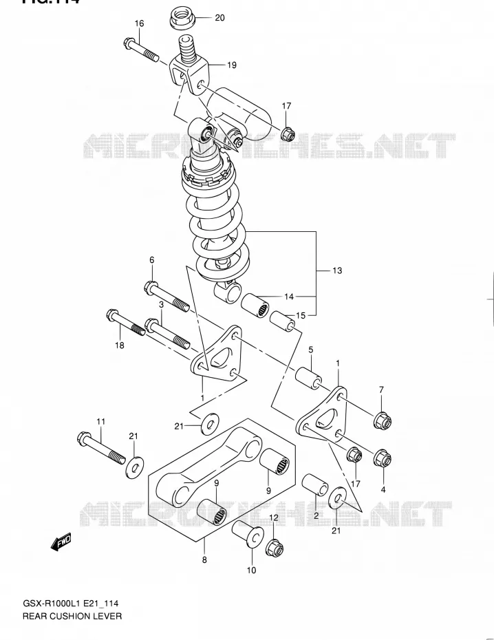 BIELLETTE D'AMORTISSEUR (GSX-R1000L1 E21) Suzuki MOTO 1000 GSX-R 2011  GSX-R1000L1(E14)