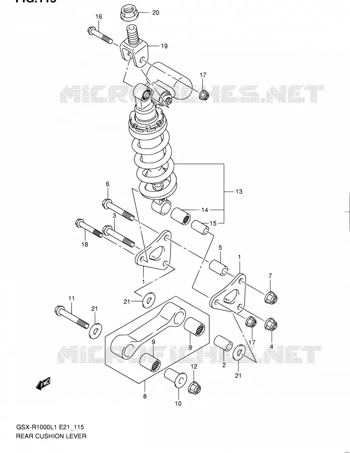 BIELLETTE D'AMORTISSEUR (GSX-R1000L1 E24) Suzuki MOTO 1000 GSX-R 2011  GSX-R1000L1(E24)