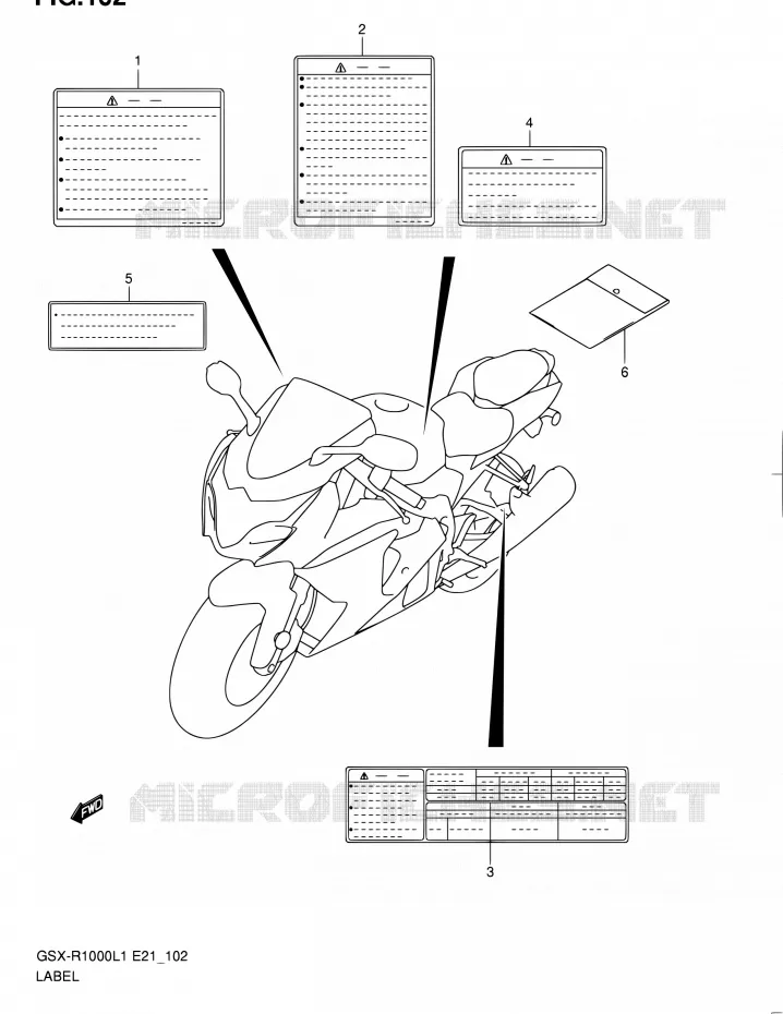 ETIQUETTE (GSX-R1000L1 E51) Suzuki MOTO 1000 GSX-R 2011  GSX-R1000L1(E24)