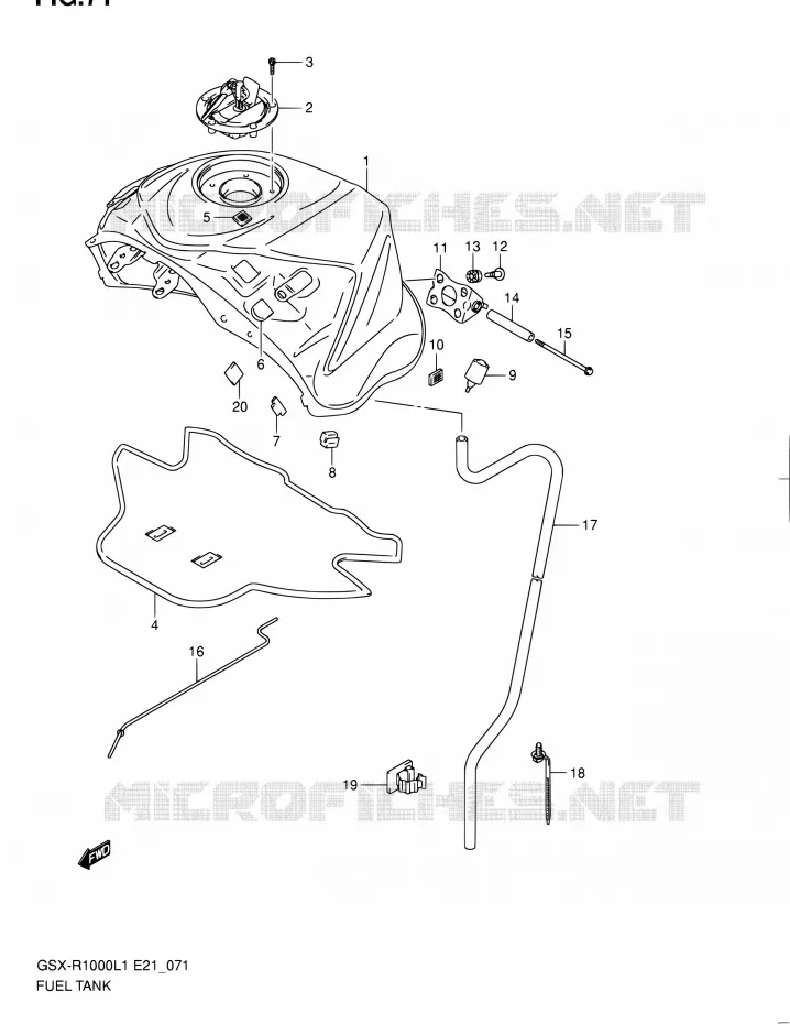 RESERVOIR D'ESSENCE (GSX-R1000L1 E14) Suzuki MOTO 1000 GSX-R 2011  GSX-R1000L1(E24)