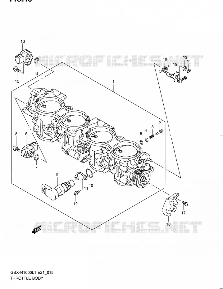 CORPS DE PAPILLON (GSX-R1000L1 E51) Suzuki MOTO 1000 GSX-R 2011  GSX-R1000L1(E51)