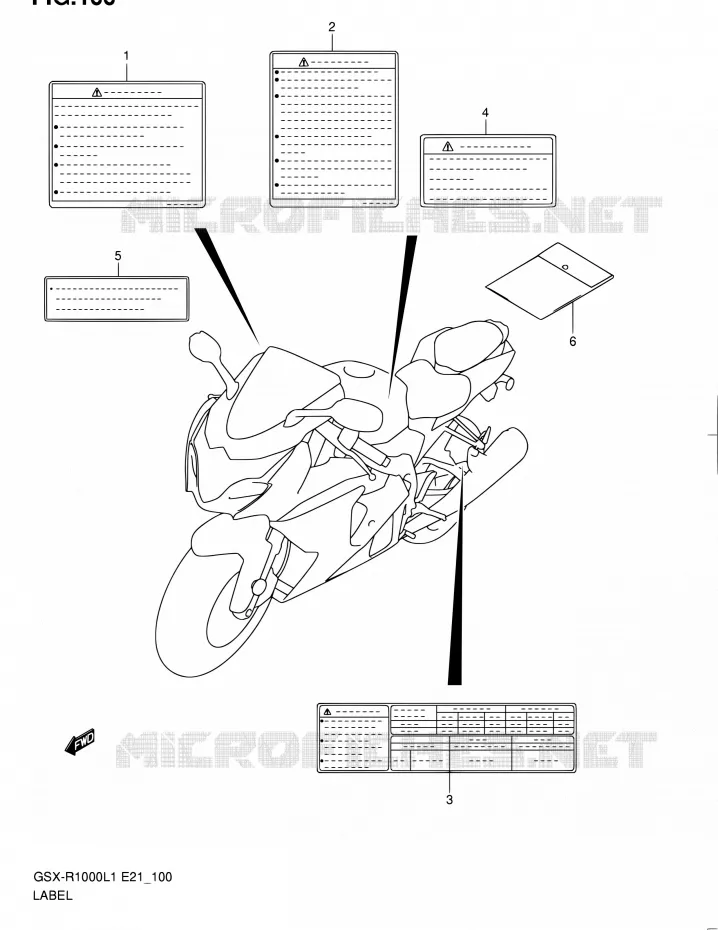 ETIQUETTE (GSX-R1000L1 E21) Suzuki MOTO 1000 GSX-R 2011  GSX-R1000L1(E51)