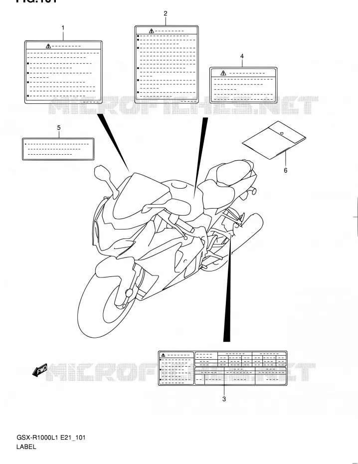 ETIQUETTE (GSX-R1000L1 E24) Suzuki MOTO 1000 GSX-R 2011  GSX-R1000L1(E51)