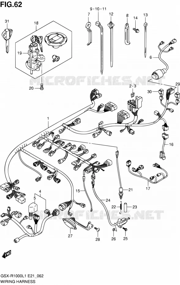 FAISCEAU ELECTRIQUE (GSX-R1000L1 E14) Suzuki MOTO 1000 GSX-R 2011  GSX-R1000L1(E51)