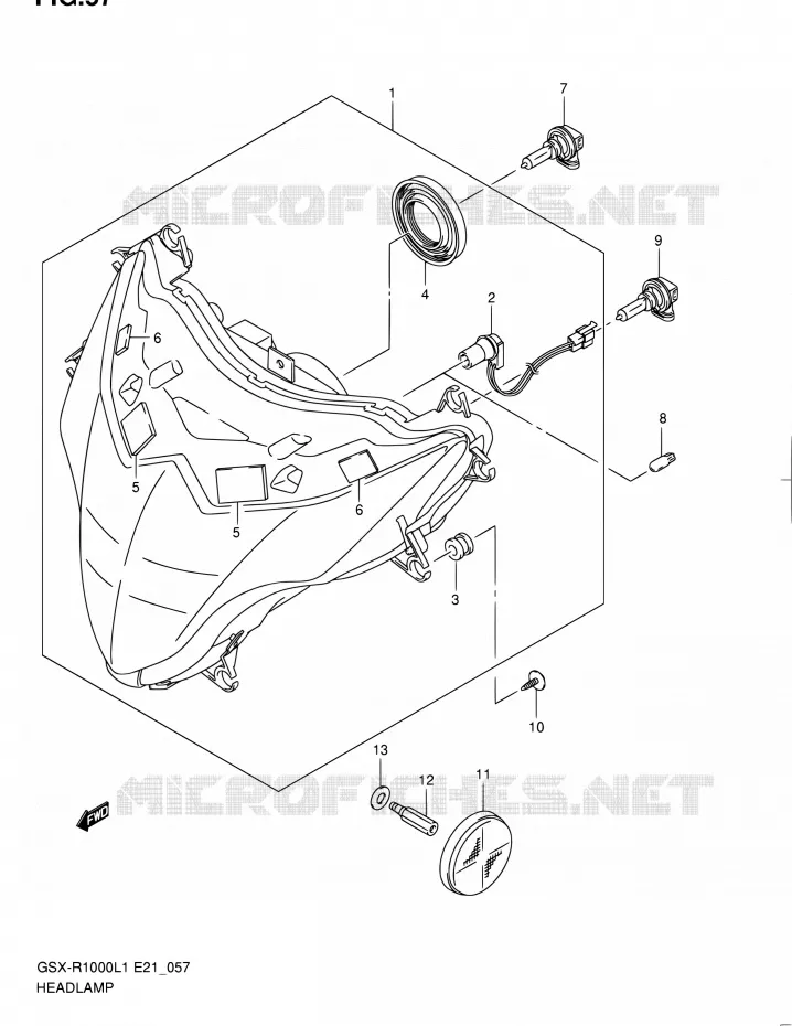 PHARE (GSX-R1000L1 E24) Suzuki MOTO 1000 GSX-R 2011  GSX-R1000L1(E51)
