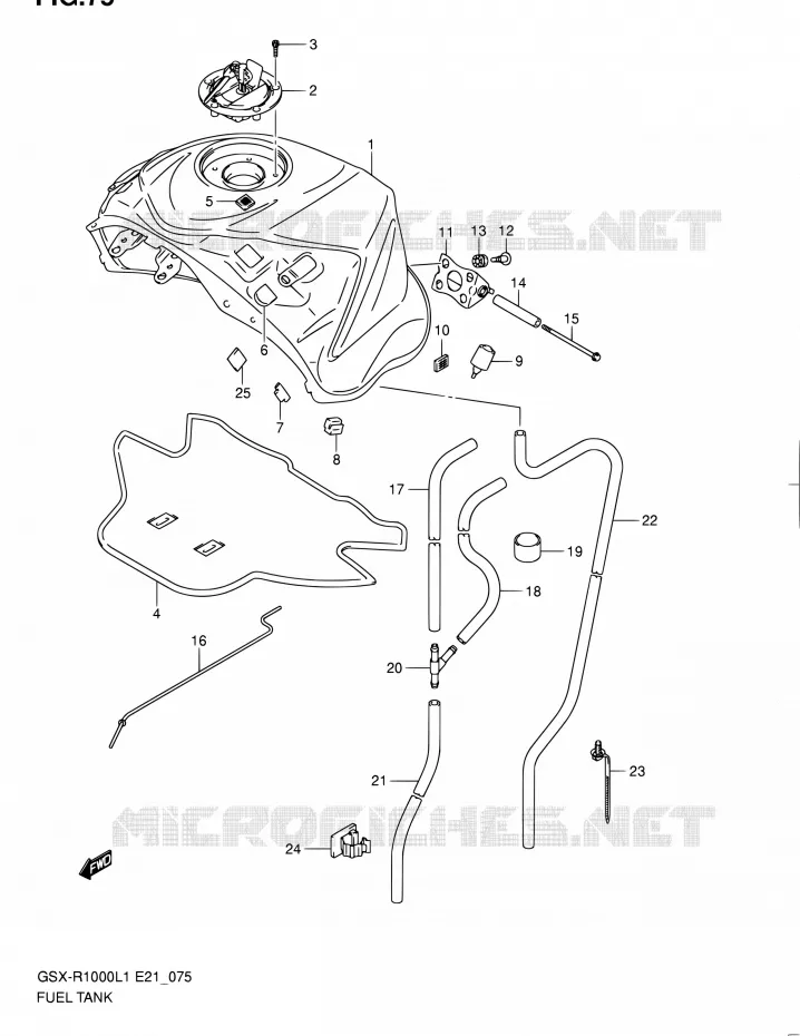 RESERVOIR D'ESSENCE (GSX-R1000UFL1 E21) Suzuki MOTO 1000 GSX-R 2011  GSX-R1000L1(E51)