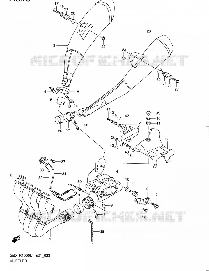 SILENCIEUX (GSX-R1000L1 E14) Suzuki MOTO 1000 GSX-R 2011  GSX-R1000L1(E51)