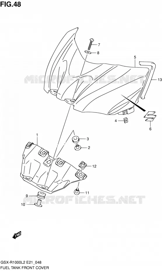 COUVRE RESERVOIR Suzuki MOTO 1000 GSX-R 2012  GSX-R1000L2(E24)
