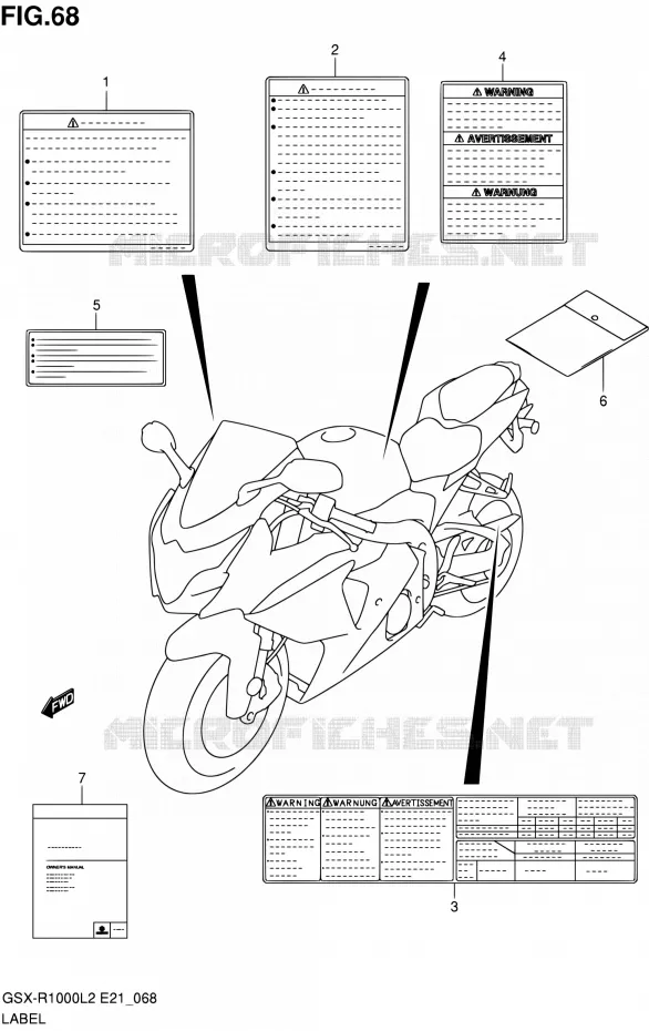 ETIQUETTE (GSX-R1000UFL2 E21) Suzuki MOTO 1000 GSX-R 2012  GSX-R1000L2(E24)