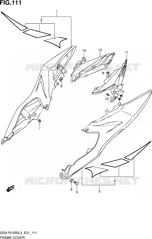 CARENAGES ARRIERE (GSX-R1000ZUFL3 E21) Suzuki MOTO 1000 GSX-R 2013  GSX-R1000 L3 (E21)