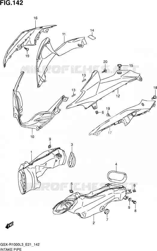 CONDUIT D'ADMISSION (GSX-R1000UFL3 E21) Suzuki MOTO 1000 GSX-R 2013  GSX-R1000 L3 (E21)