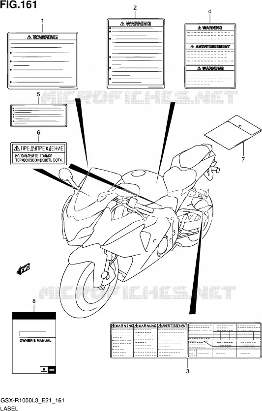 ETIQUETTE (GSX-R1000UFL3 E21) Suzuki MOTO 1000 GSX-R 2013  GSX-R1000 L3 (E21)