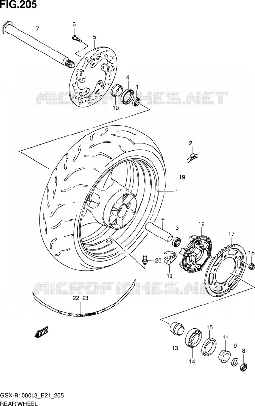 ROUE ARRIERE (GSX-R1000ZL3 E21) Suzuki MOTO 1000 GSX-R 2013  GSX-R1000 L3 (E21)