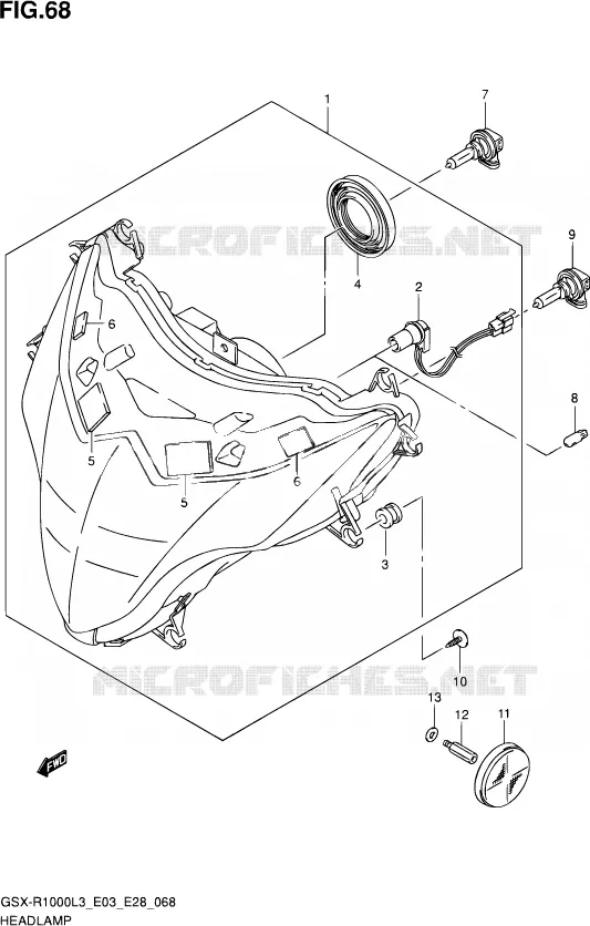PHARE (GSX-R1000L3 E33) Suzuki MOTO 1000 GSX-R 2013  GSX-R1000 L3/GSX-R1000Z L3 (E03,E28,E33)