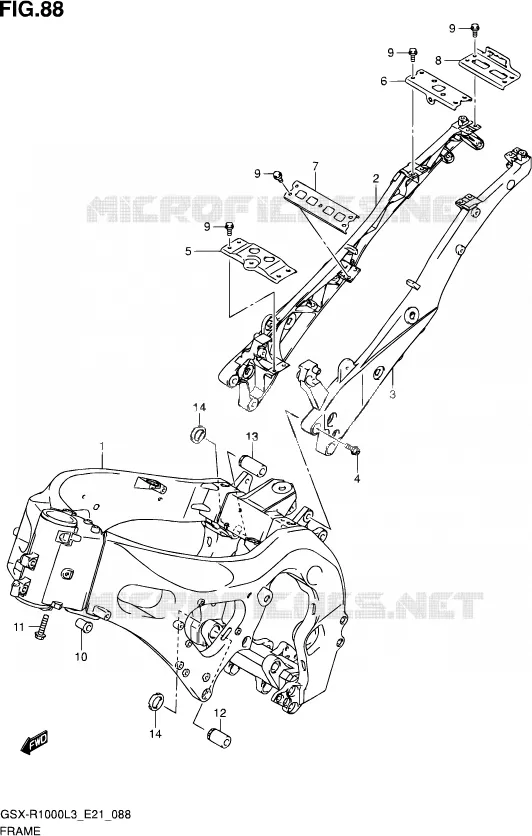 CADRE (GSX-R1000UFL3 E21) Suzuki MOTO 1000 GSX-R 2013  GSX-R1000 L3/GSX-R1000Z L3 (E24)
