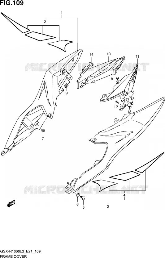CARENAGES ARRIERE (GSX-R1000L3 E21) Suzuki MOTO 1000 GSX-R 2013  GSX-R1000 L3/GSX-R1000Z L3 (E24)