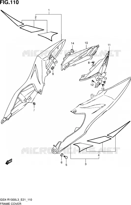 CARENAGES ARRIERE (GSX-R1000L3 E24) Suzuki MOTO 1000 GSX-R 2013  GSX-R1000 L3/GSX-R1000Z L3 (E24)