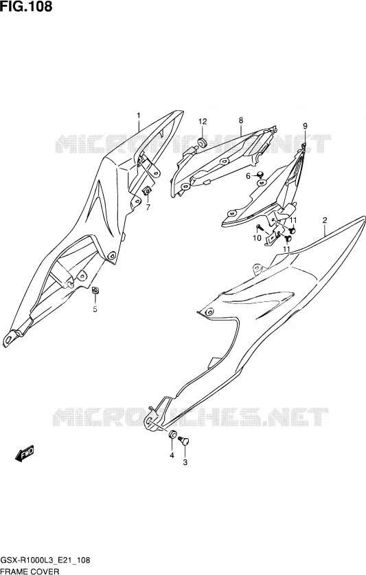 CARENAGES ARRIERE (GSX-R1000UFL3 E21) Suzuki MOTO 1000 GSX-R 2013  GSX-R1000 L3/GSX-R1000Z L3 (E24)
