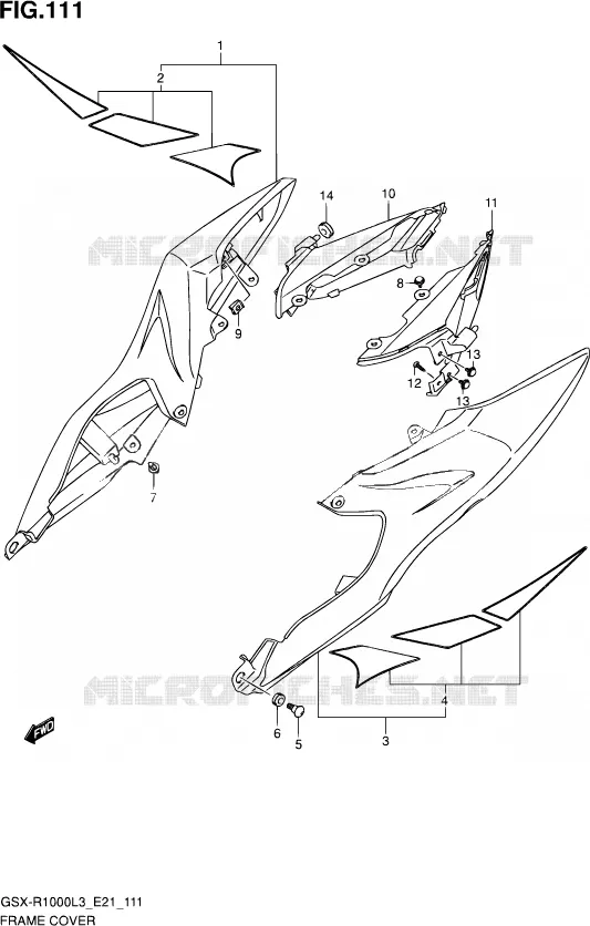 CARENAGES ARRIERE (GSX-R1000ZUFL3 E21) Suzuki MOTO 1000 GSX-R 2013  GSX-R1000 L3/GSX-R1000Z L3 (E24)