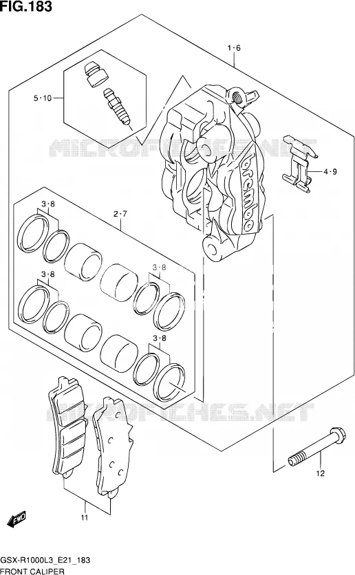 ETRIER DE FREIN AVANT (GSX-R1000L3 E24) Suzuki MOTO 1000 GSX-R 2013  GSX-R1000 L3/GSX-R1000Z L3 (E24)