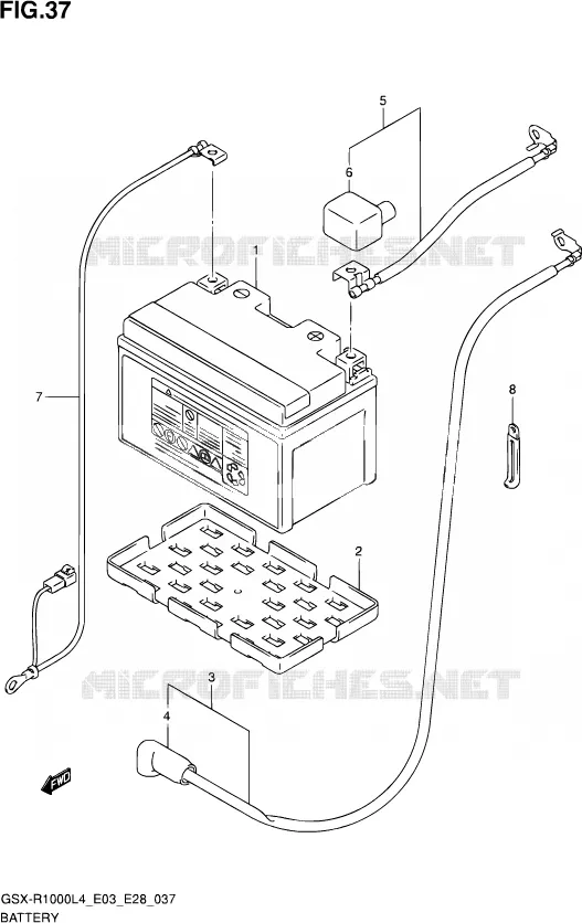 BATTERIE (GSX-R1000L4 E28) Suzuki MOTO 1000 GSX-R 2014  GSX-R1000 L4  (E03,E28,E33)