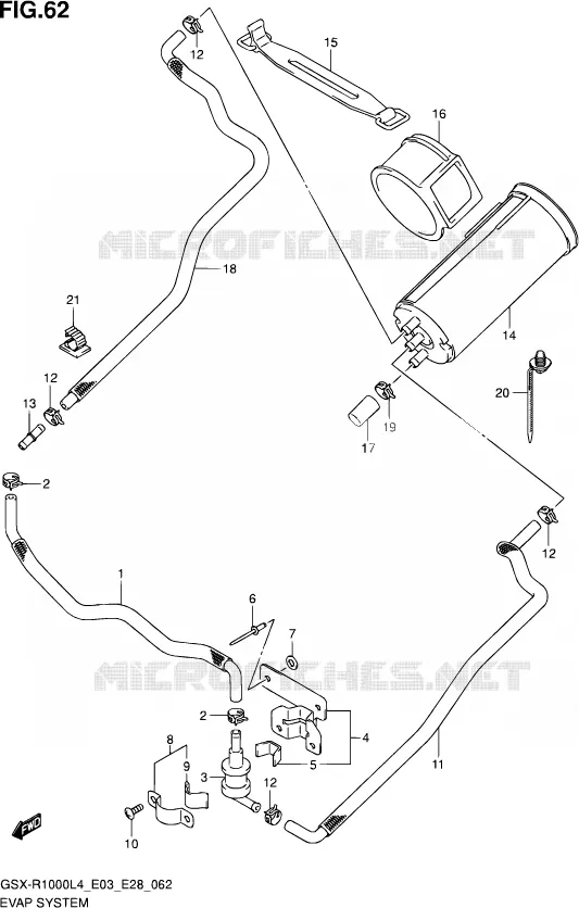 SYSTÈME DE RECYCLAGE VAPEURS CARBURANT (GSX-R1000L4 E33) Suzuki MOTO 1000 GSX-R 2014  GSX-R1000 L4  (E03,E28,E33)