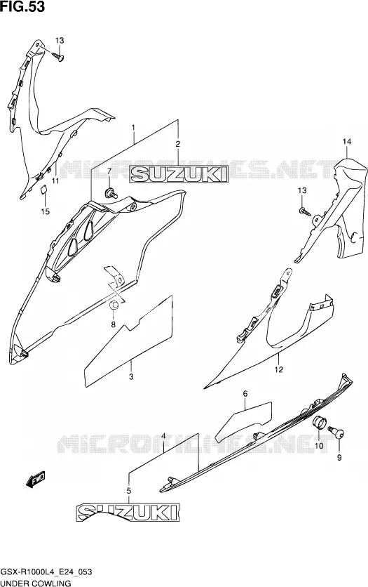 CARENAGES INFERIEUR (FLANCS) Suzuki MOTO 1000 GSX-R 2014  GSX-R1000 L4  (E24)