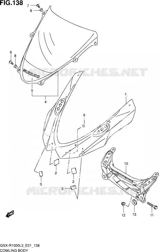 CARENAGES - ETIQUETTES (GSX-R1000ZL3 E24) Suzuki MOTO 1000 GSX-R 2012  GSX-R1000UF L3 (E21)