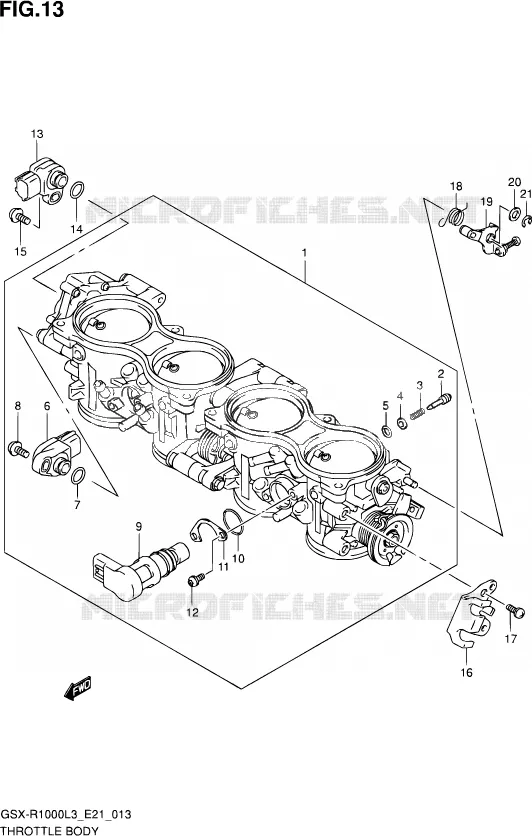 CORPS DE PAPILLON (GSX-R1000L3 E24) Suzuki MOTO 1000 GSX-R 2013  GSX-R1000UF L3 (E21)