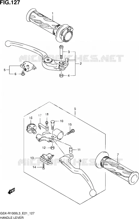 ENSEMBLE LEVIERS - POIGNEES Suzuki MOTO 1000 GSX-R 2013  GSX-R1000UF L3 (E21)