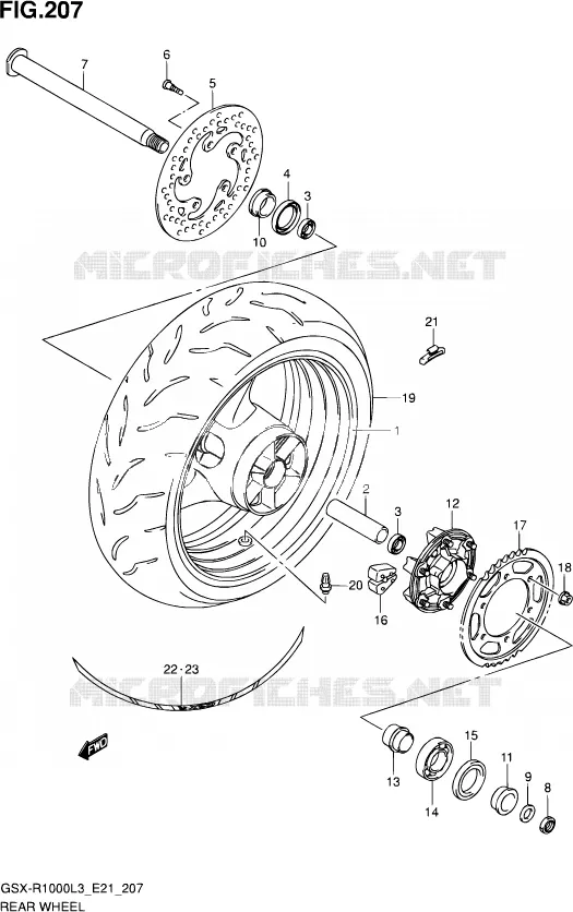 ROUE ARRIERE (GSX-R1000ZUFL3 E21) Suzuki MOTO 1000 GSX-R 2012  GSX-R1000UF L3 (E21)